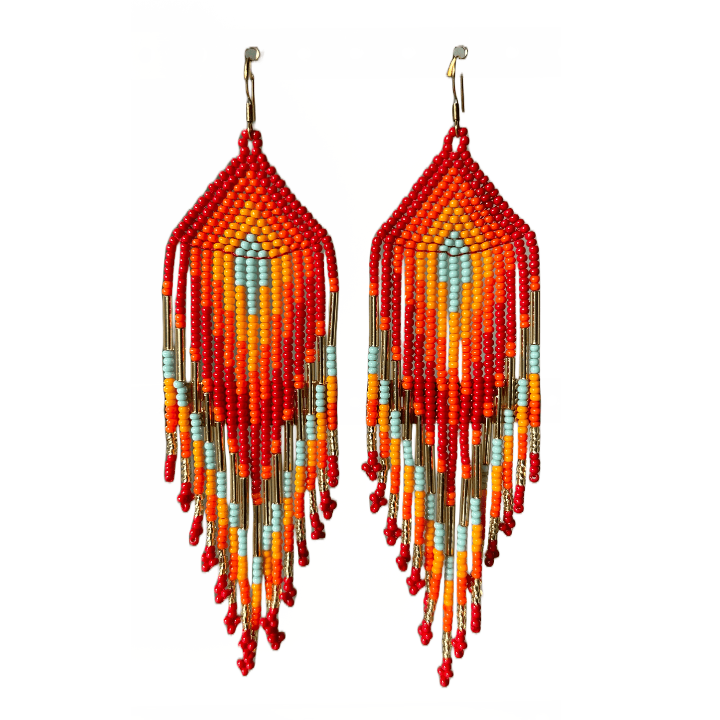 M-meraki Handicrafts Accessories Fashionable beaded rain earrings -Medium (Orange/Yellow)