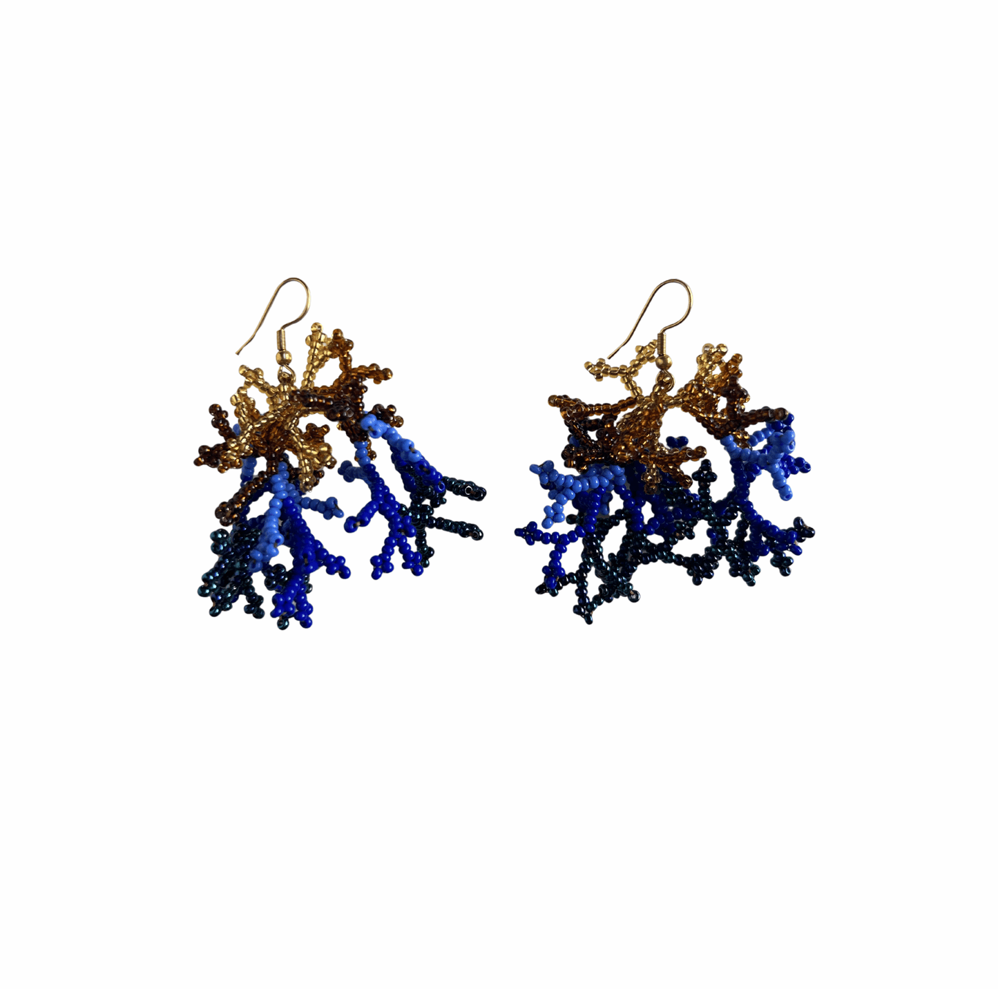 M-meraki Handicrafts Accessories Fashionable beaded root earrings - Small (Blue/Brown)