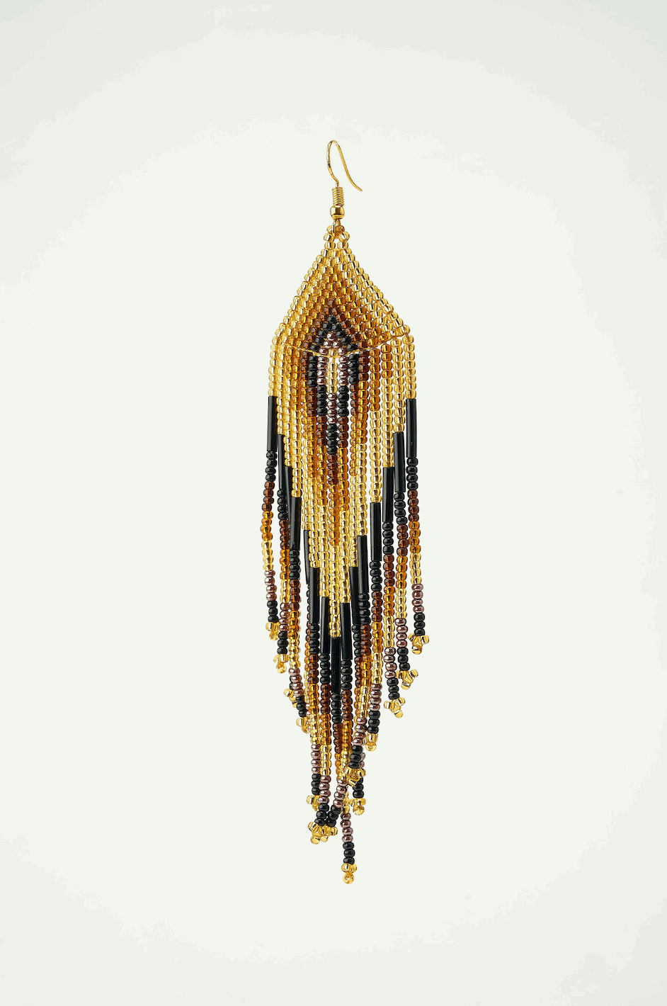 M-meraki Handicrafts Accessories Handmade jewelry - Fashionable beaded earrings - Long (Black-Gold)