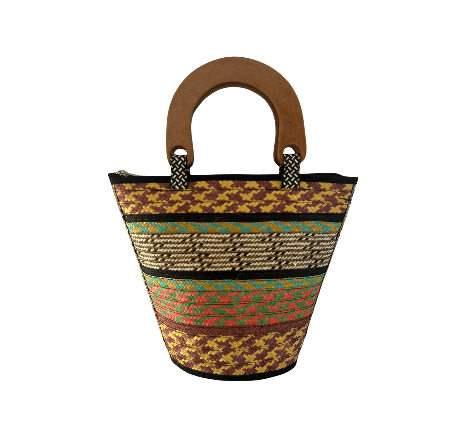 M-meraki Handicrafts Bucket Caña Flecha Handbag 01 - Wood- S (arrow cane)