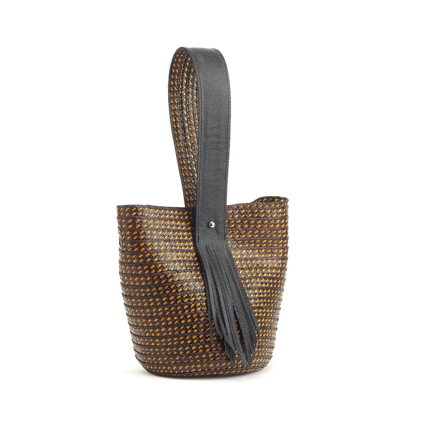 M-meraki Handicrafts Handmade handbag - Solstice - Brown (Leather/ Arrow Cana/hammock strap) - multifunctional/strap1