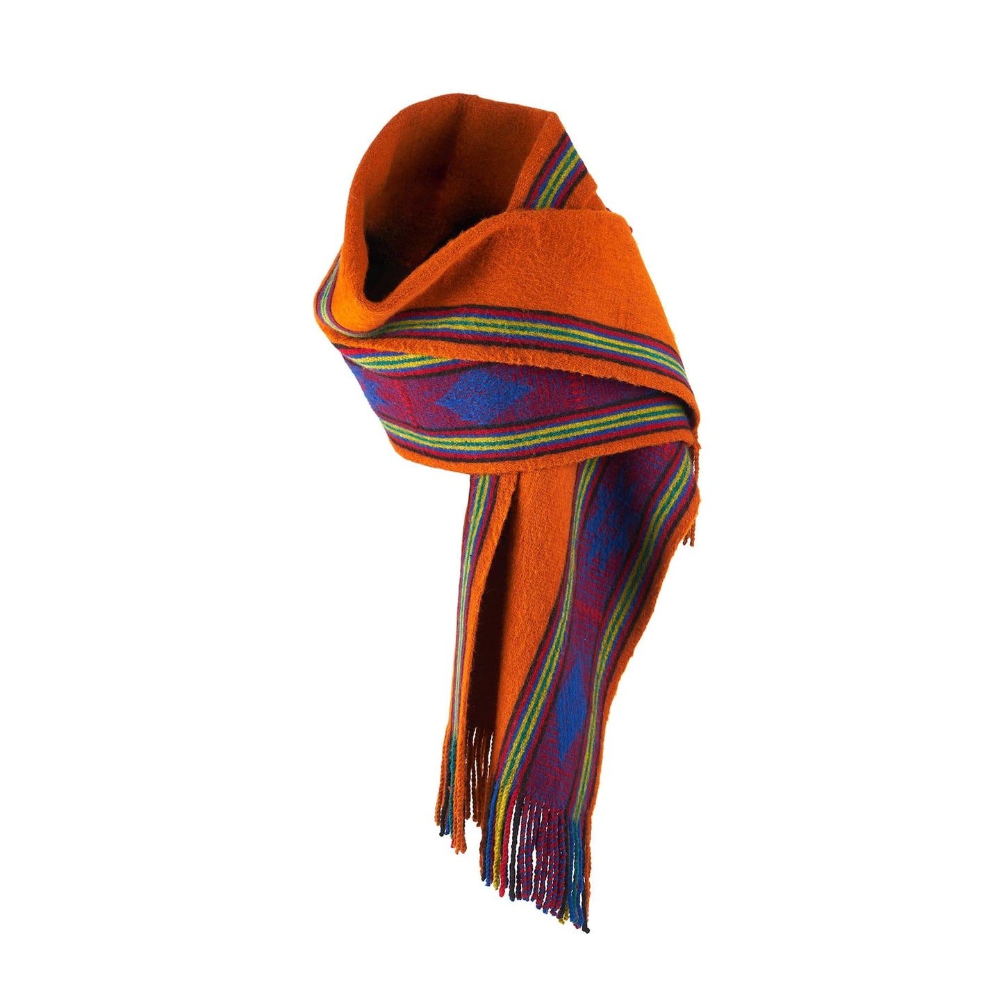 M-meraki Handicrafts Shawl Wrap Ruana Wool Scarf for Women - Orange-side2