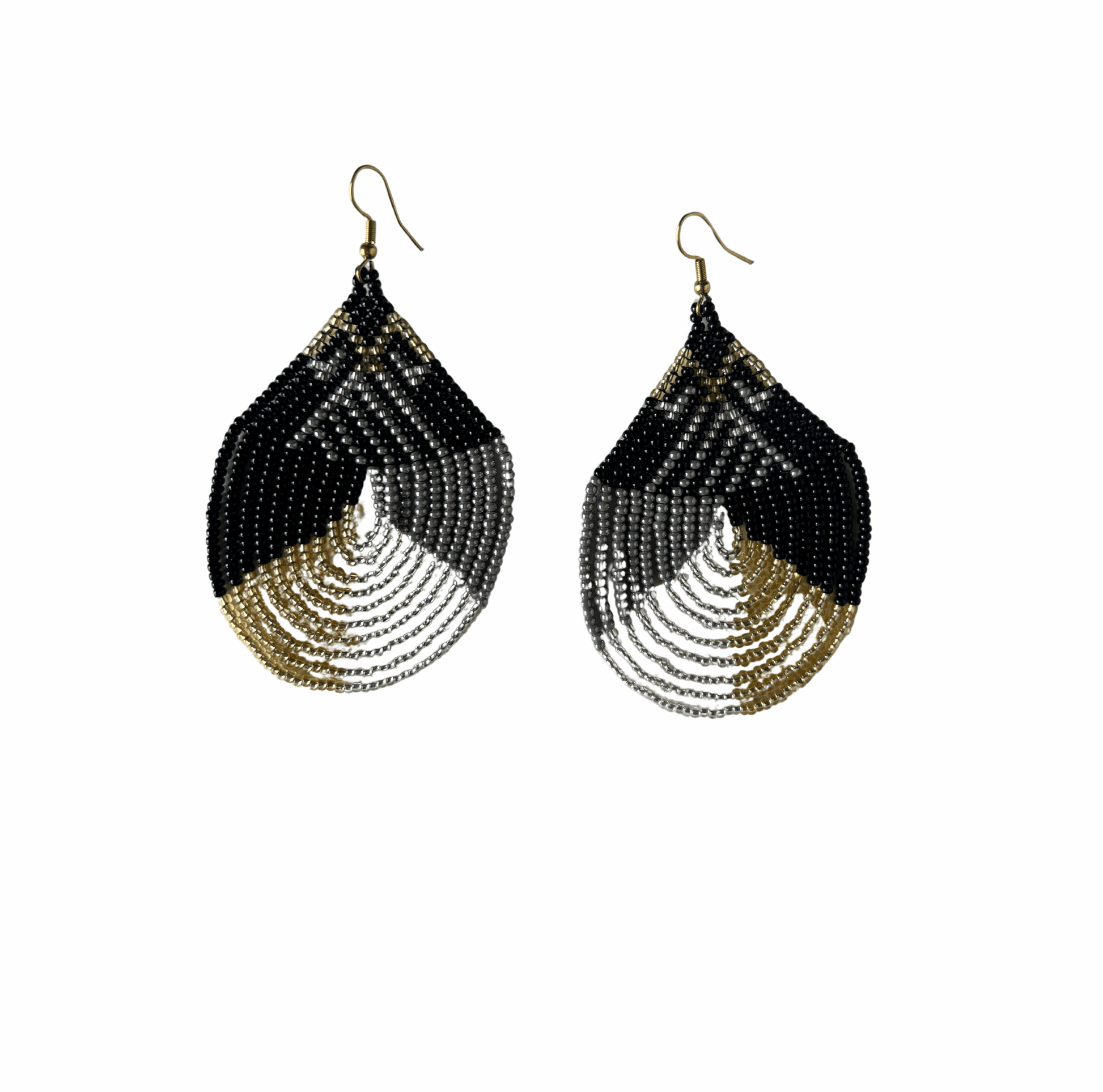 M-meraki Handicrafts Accessories Chaquira Earrings -  Fashionable Beaded earrings G (Black)