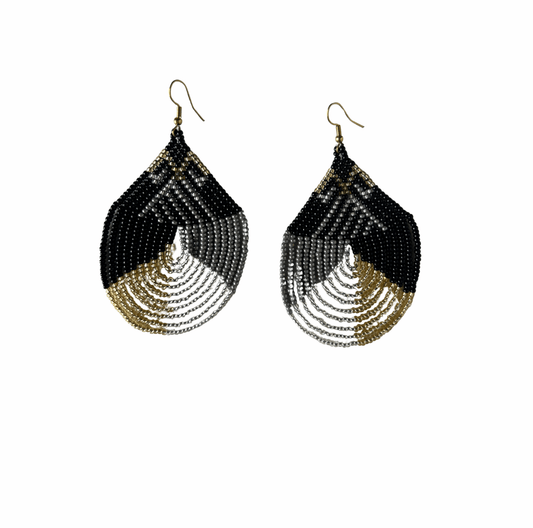 M-meraki Handicrafts Accessories Chaquira Earrings -  Fashionable Beaded earrings G (Black)