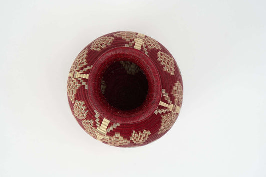 M-meraki Handicrafts Accessories Decorative Werregue Basket (White/Red) 