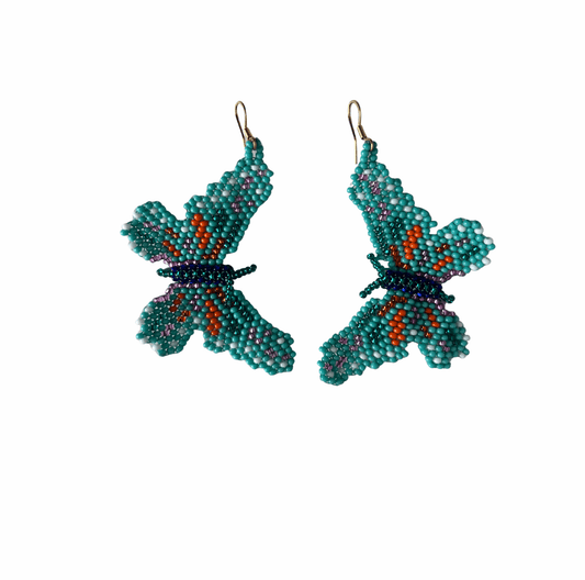 M-meraki Handicrafts Accessories Fashionable beaded butterfly earrings  - Small (Blue)