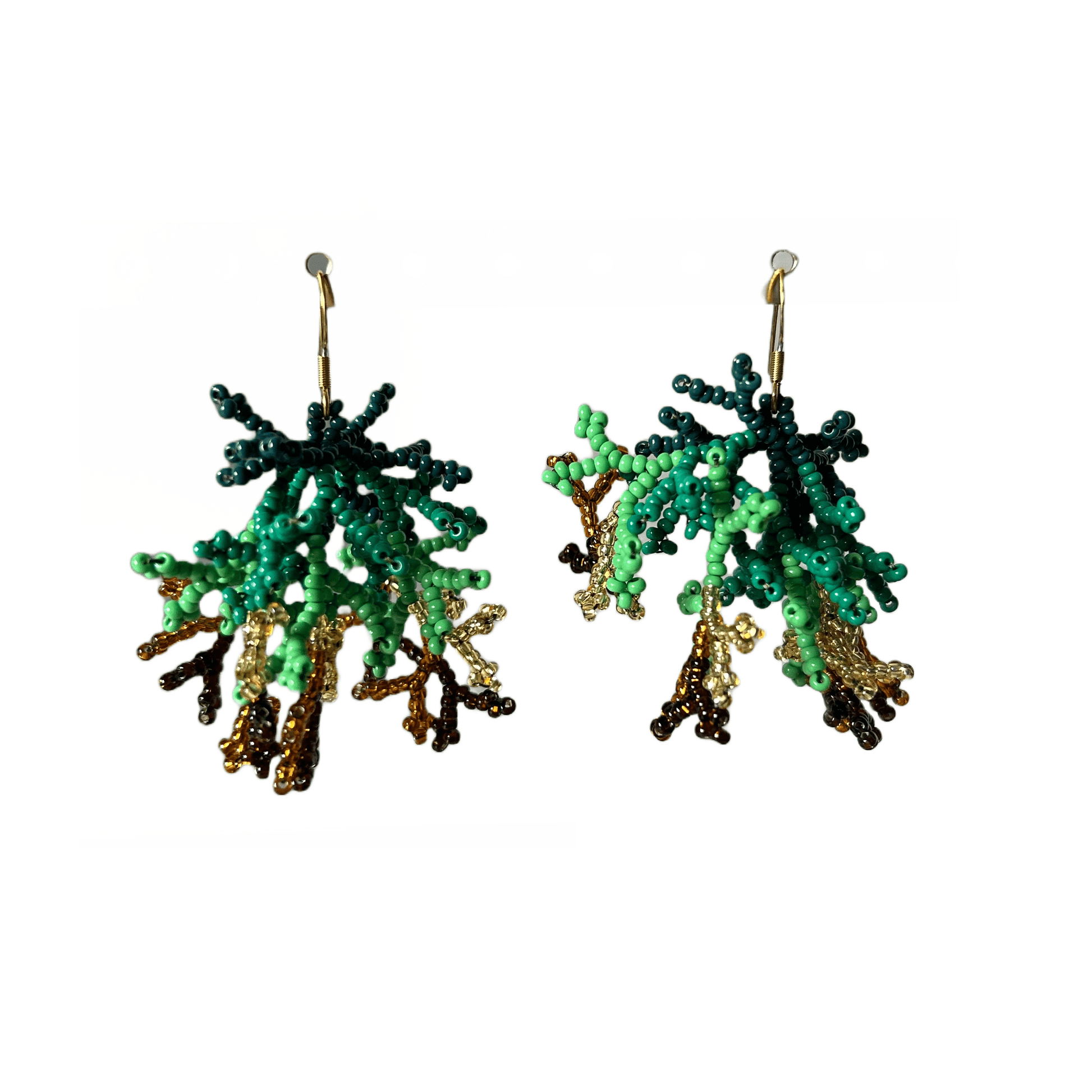 M-meraki Handicrafts Accessories Fashionable beaded root earrings  - Small (Green)