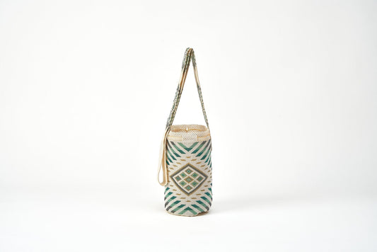 M-meraki Handicrafts Accessories Handmade accesories - Beaded Handbag / Fashionable /Purse/crossbody bag (green- Beige)/front