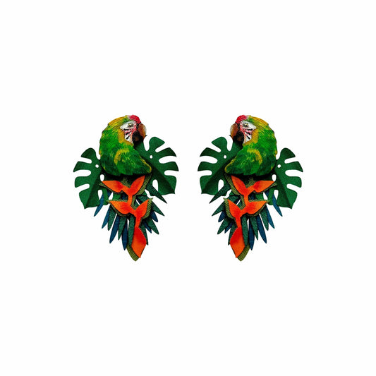 M-meraki Handicrafts Accessories Handmade - Fashionable Animals Earrings (Guacamaya Green)
