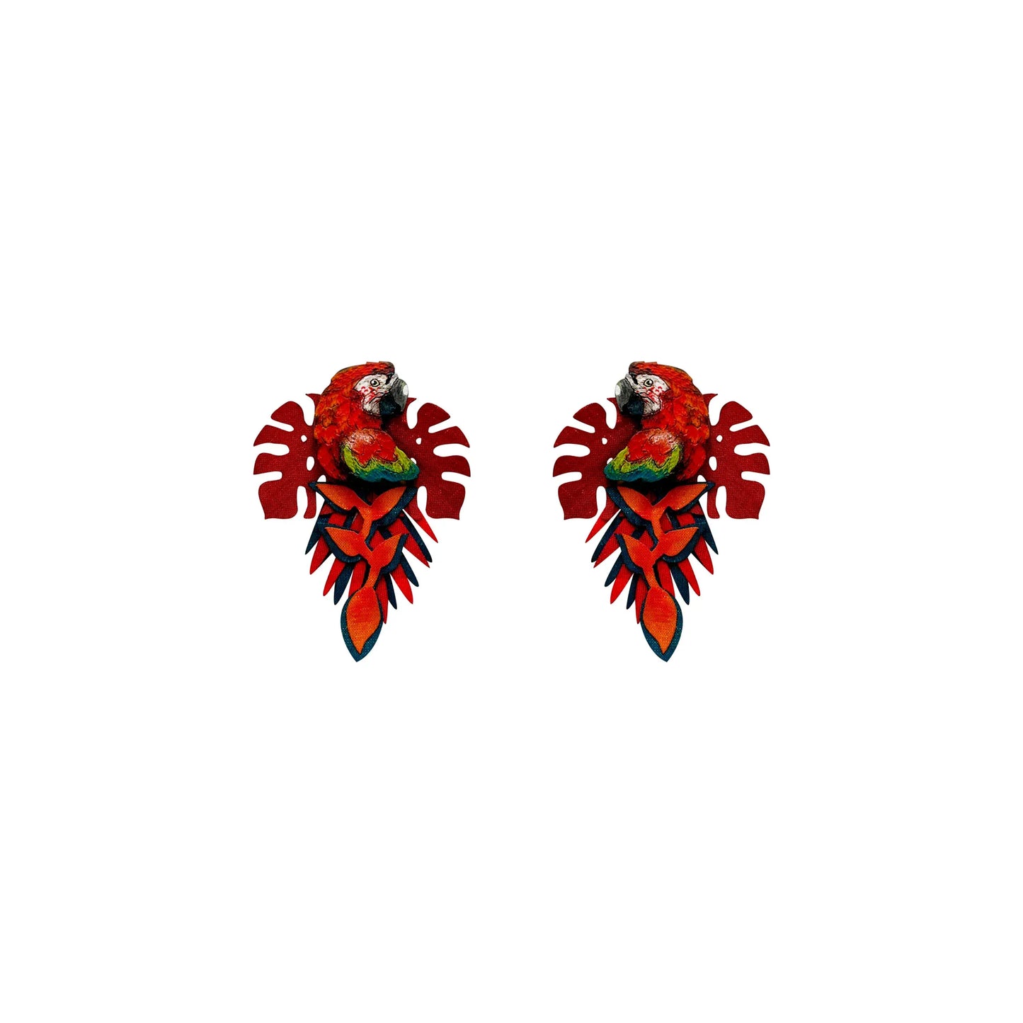 M-meraki Handicrafts Accessories Handmade - Fashionable Animals Earrings (Guacamaya Red)