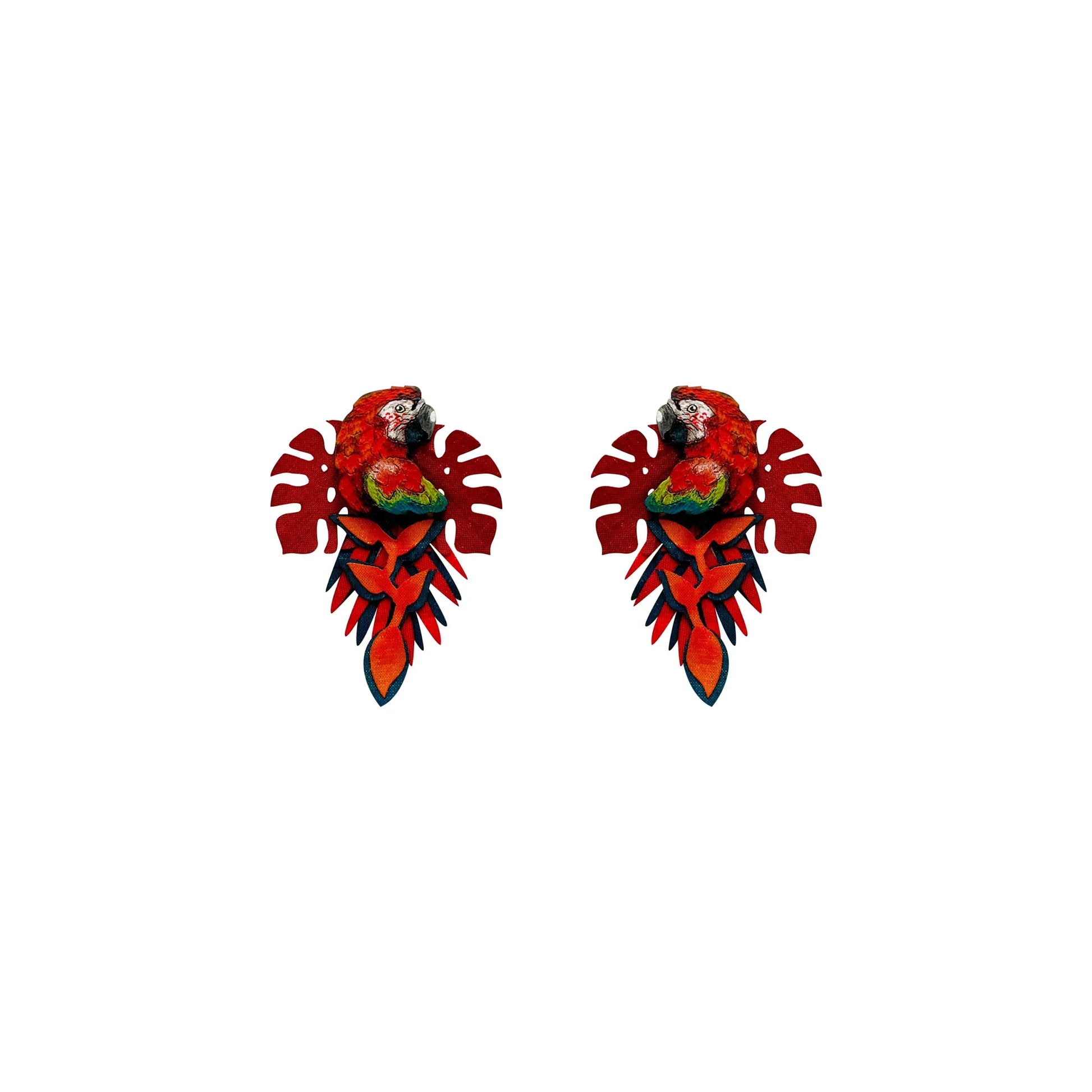 M-meraki Handicrafts Accessories Handmade - Fashionable Animals Earrings (Guacamaya Red)