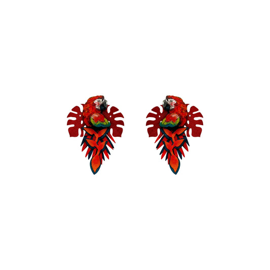 M-meraki Handicrafts Accessories Handmade - Fashionable Animals Earrings (Guacamaya Red)