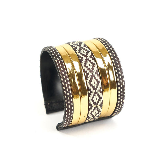 M-meraki Handicrafts - Handmade Bracelet - (leather and arrow cane) /Lambda/side