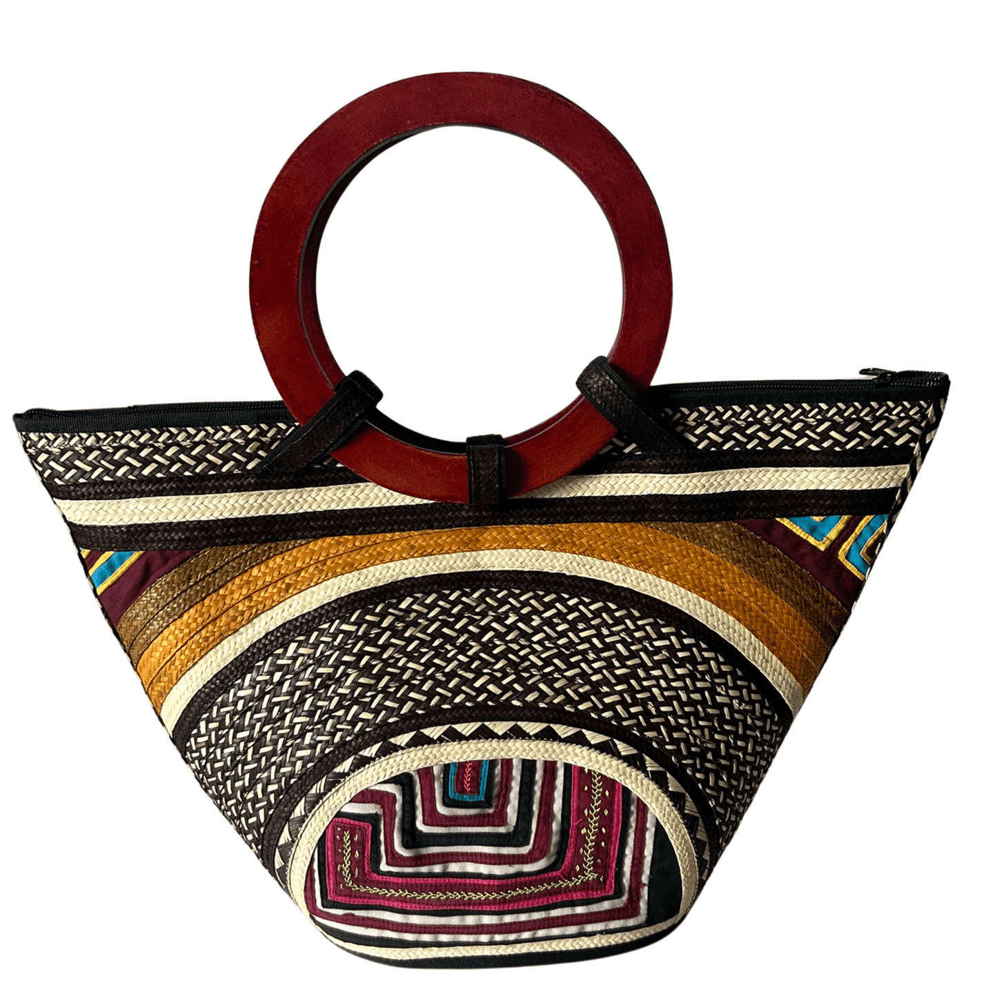 M-meraki Handicrafts Bucket Caña Flecha Handbag 01 - Wood- (arrow cane)