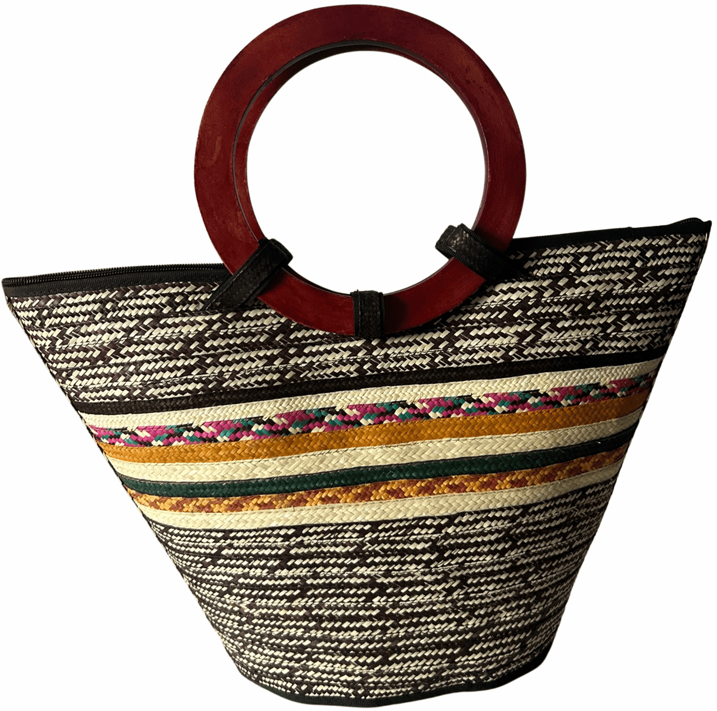 M-meraki Handicrafts Bucket Caña Flecha Handbag 01 - Wood- (arrow cane)