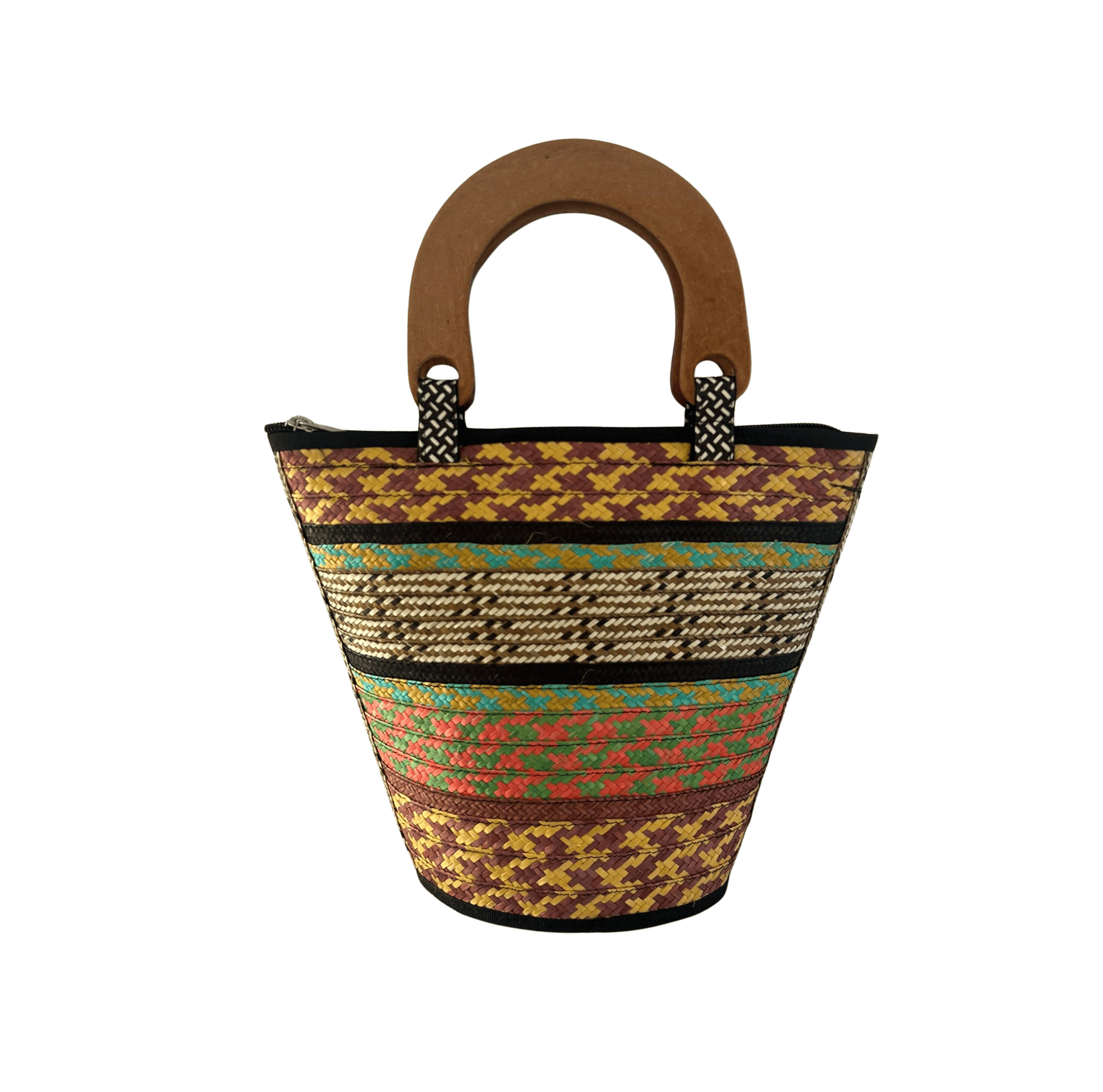 M-meraki Handicrafts Bucket Caña Flecha Handbag 01 - Wood- S (arrow cane)