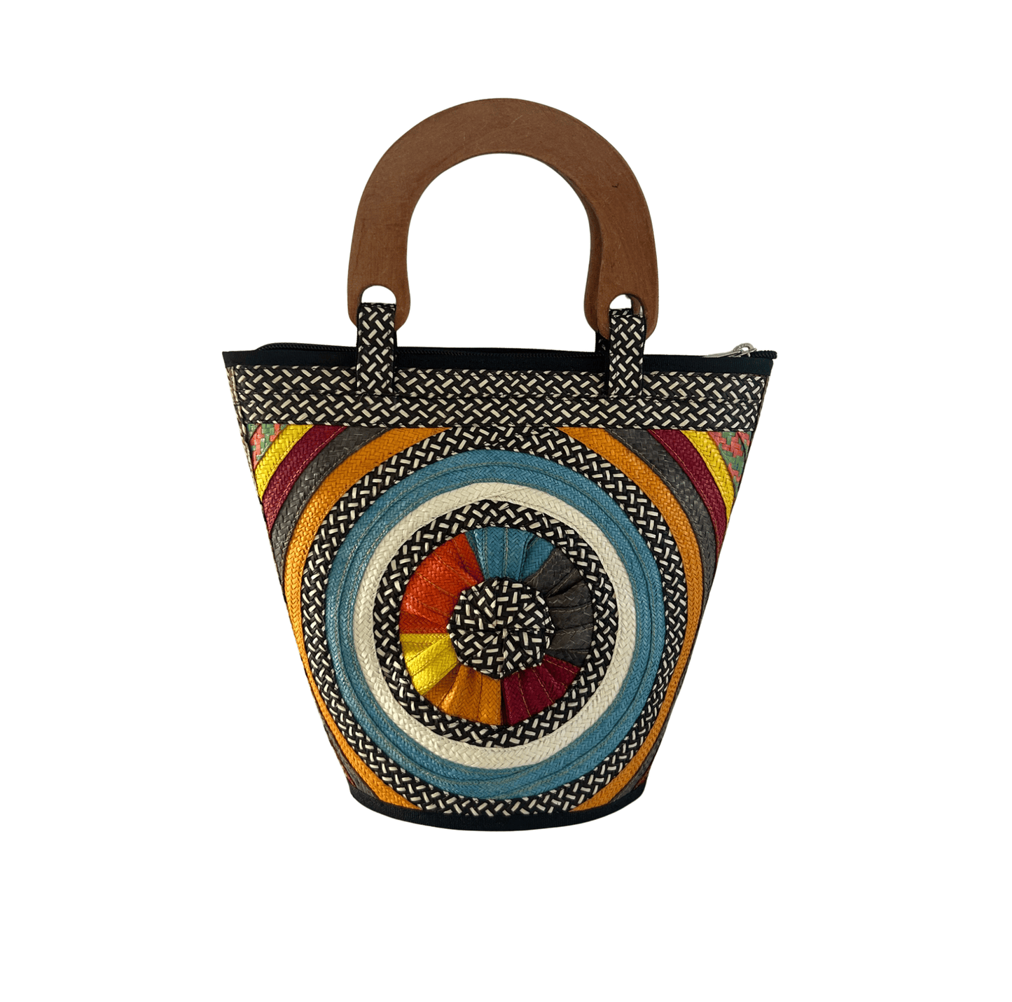 M-meraki Handicrafts Bucket Caña Flecha Handbag 01 - Wood- S (arrow cane)