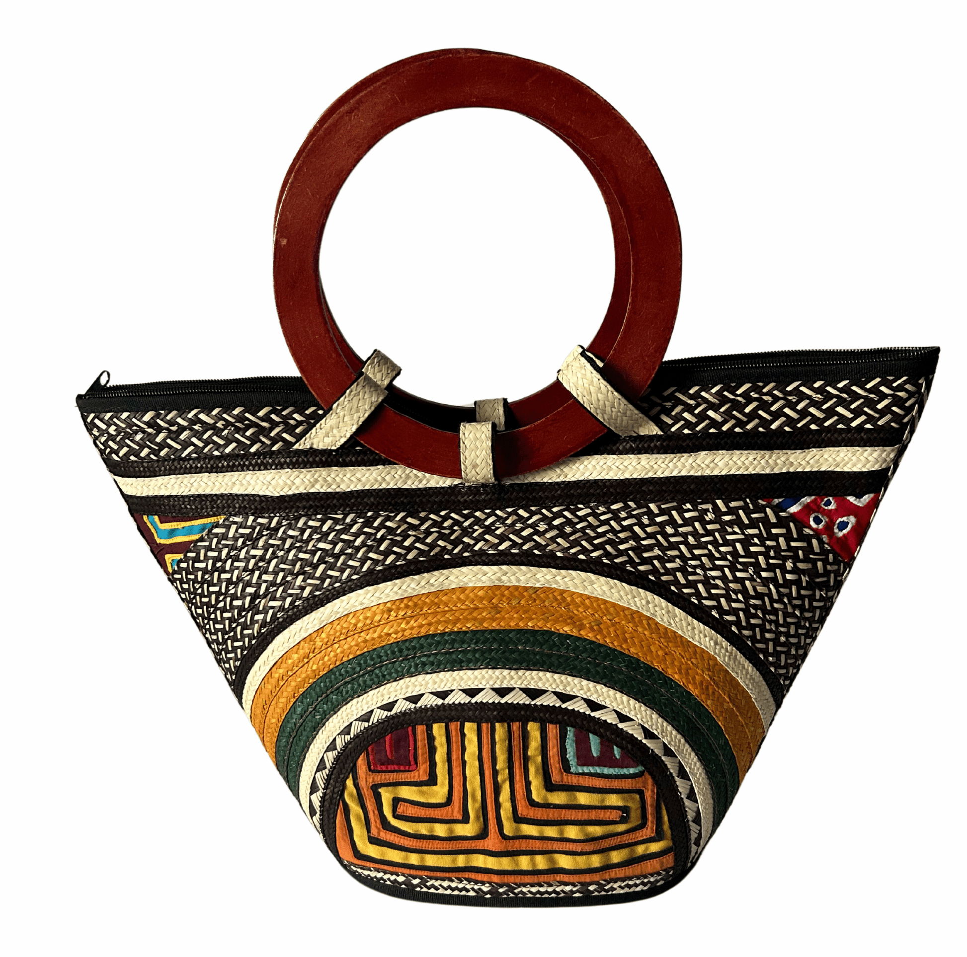 M-meraki Handicrafts Bucket Caña Flecha Handbag 02 - Wood- (arrow cane)