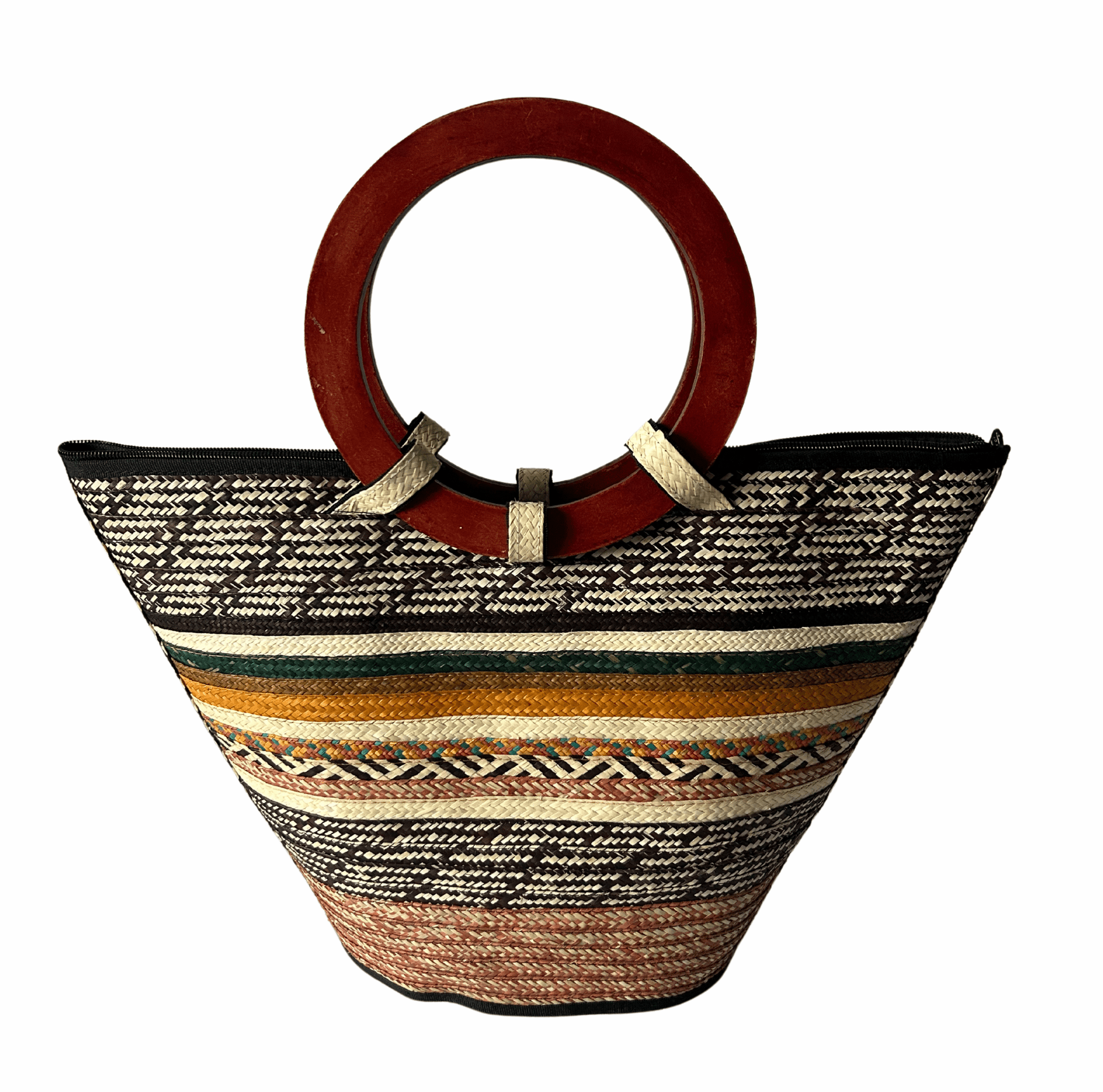 M-meraki Handicrafts Bucket Caña Flecha Handbag 02 - Wood- (arrow cane)