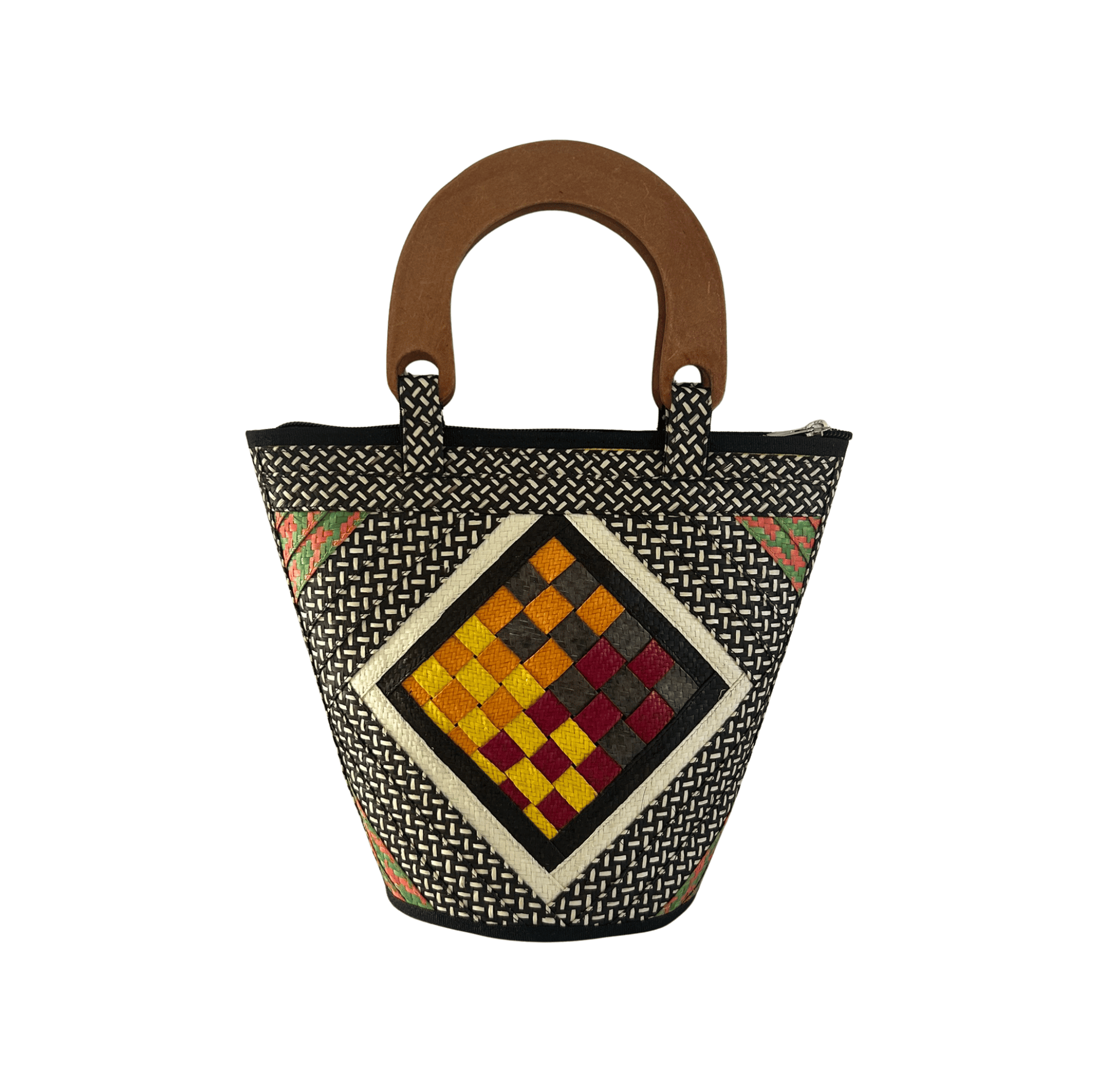 M-meraki Handicrafts Bucket Caña Flecha Handbag 02 - Wood- S (arrow cane)