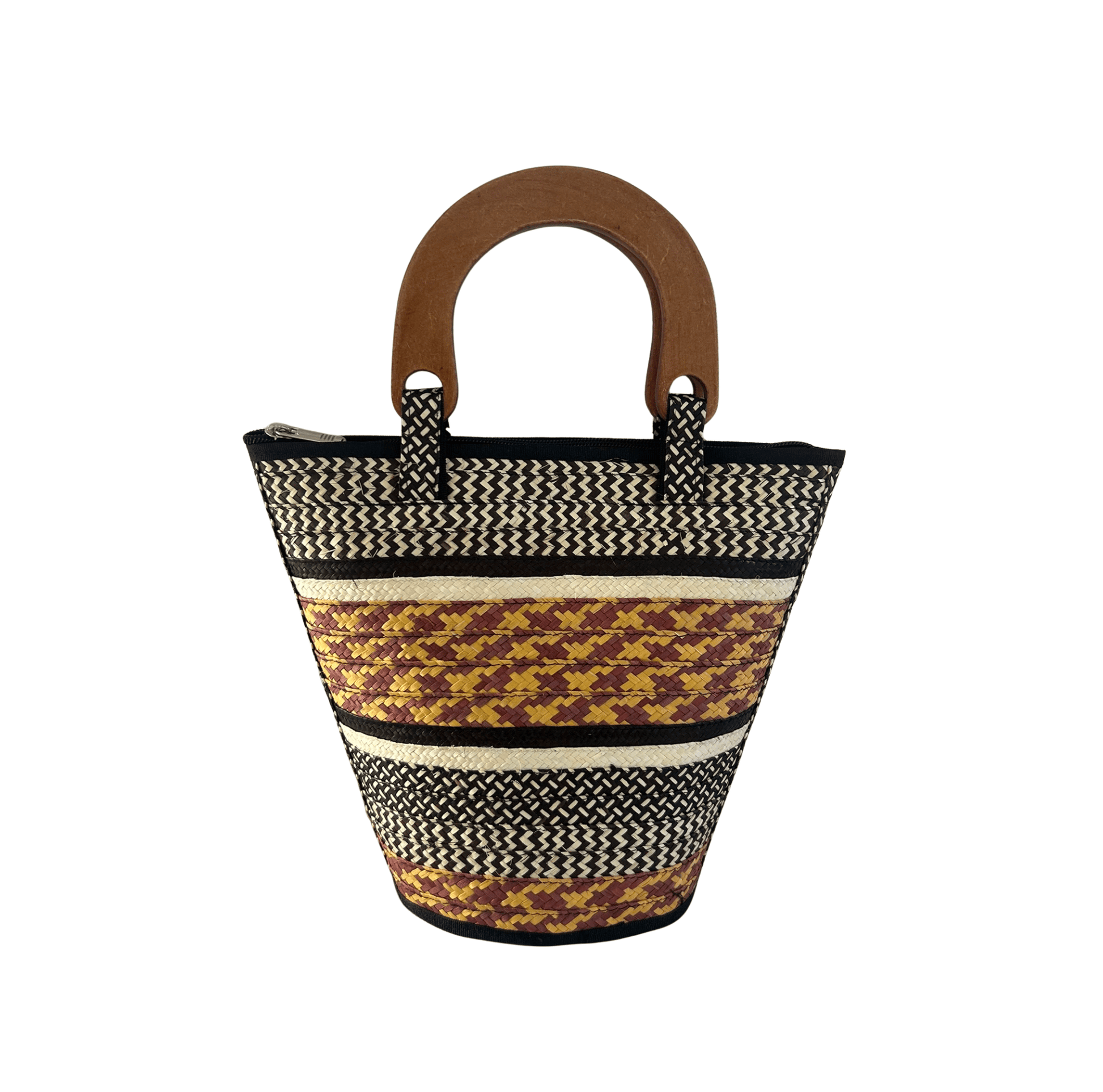 M-meraki Handicrafts Bucket Caña Flecha Handbag 03 - Wood- S (arrow cane)
