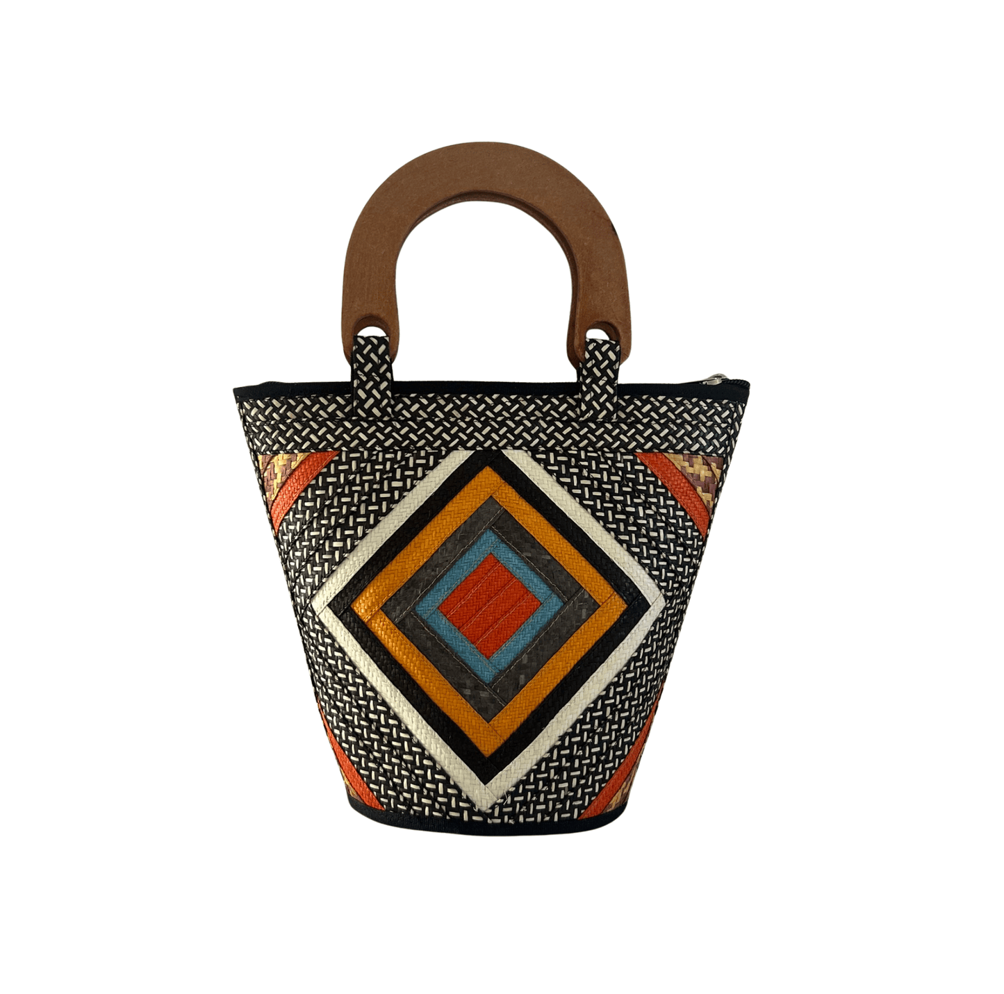 M-meraki Handicrafts Bucket Caña Flecha Handbag 03 - Wood- S (arrow cane)