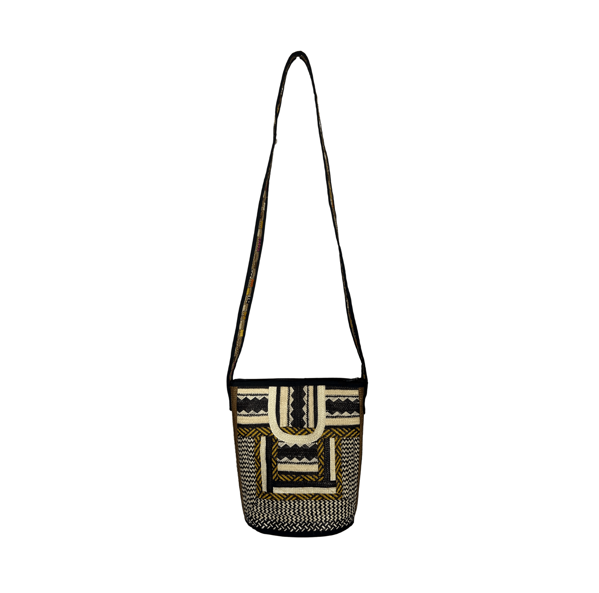 M-meraki Handicrafts Bucket - Handwoven crossbody bag 3 (arrow cane)