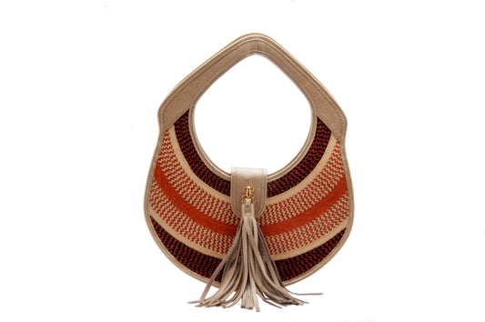 M-meraki Handicrafts Burgundy Handmade accessories - Cacica Handbag  - Burgundy (Leather/ Caña Flecha)