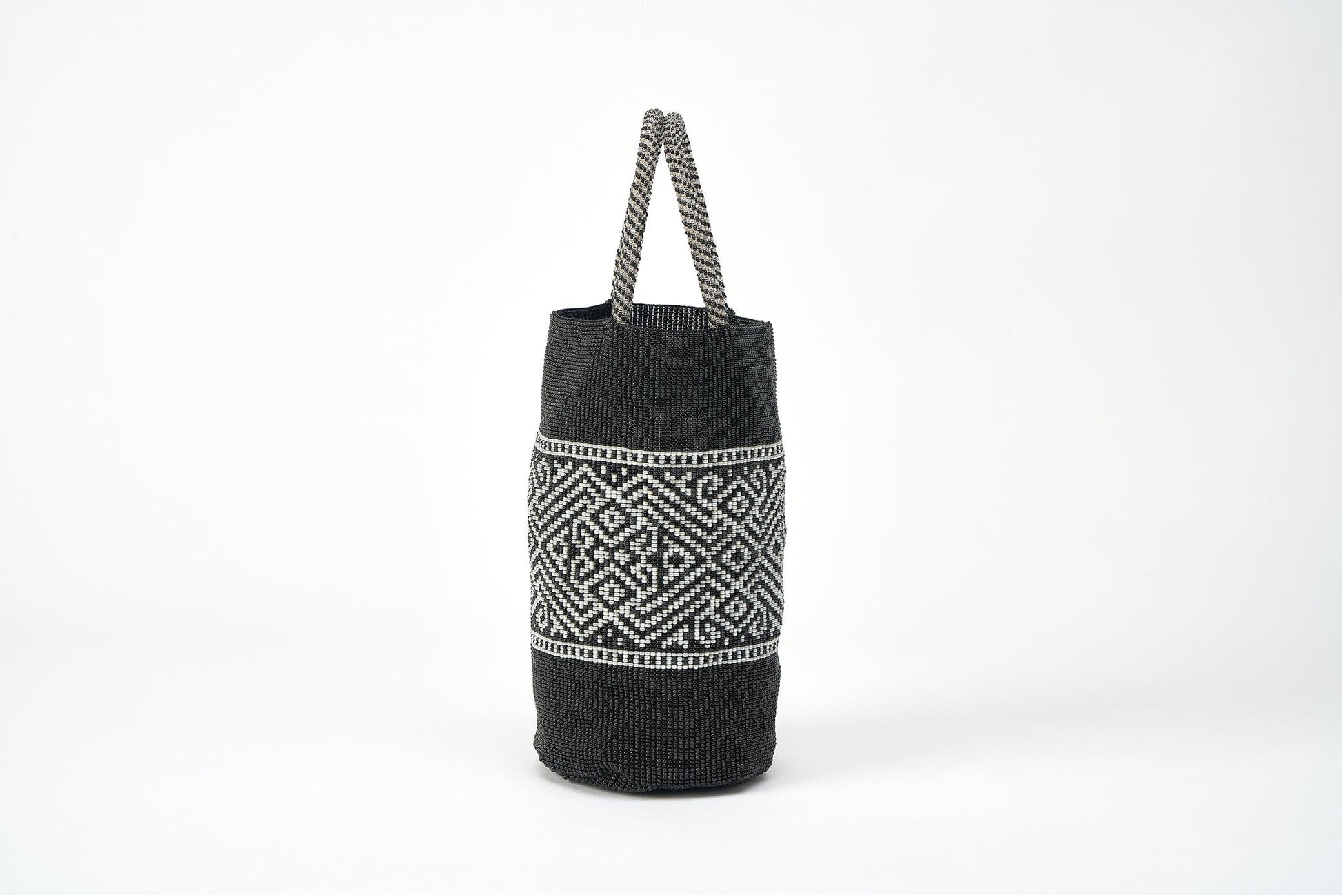 M-meraki Handicrafts Handmade accesories - Beaded Handbag / Fashionable /Purse (black -white)/leftside