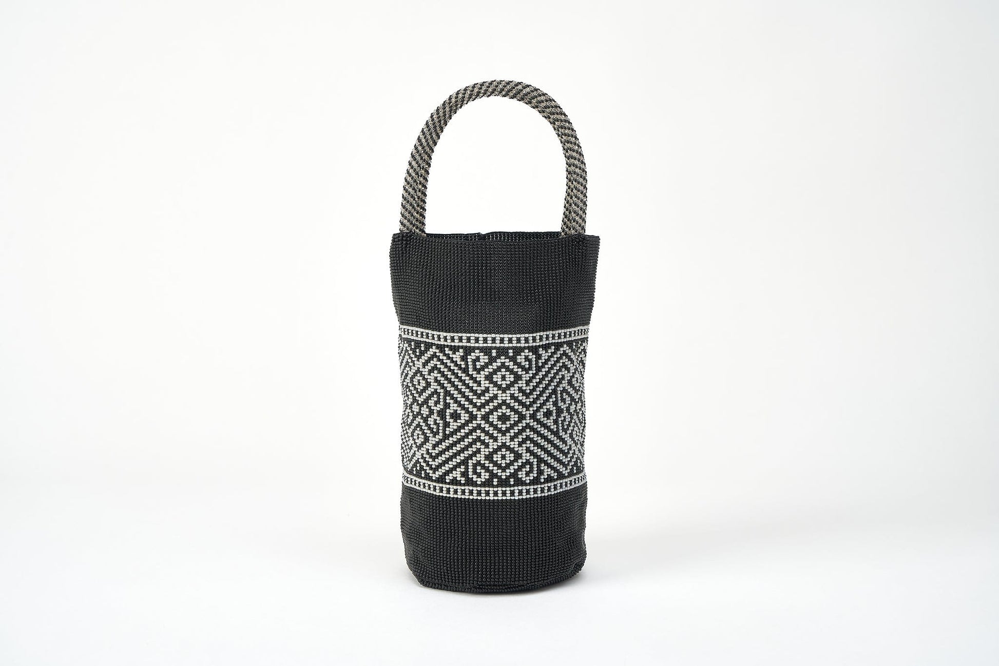 M-meraki Handicrafts Handmade accesories - Beaded Handbag / Fashionable /Purse (black -white)/front