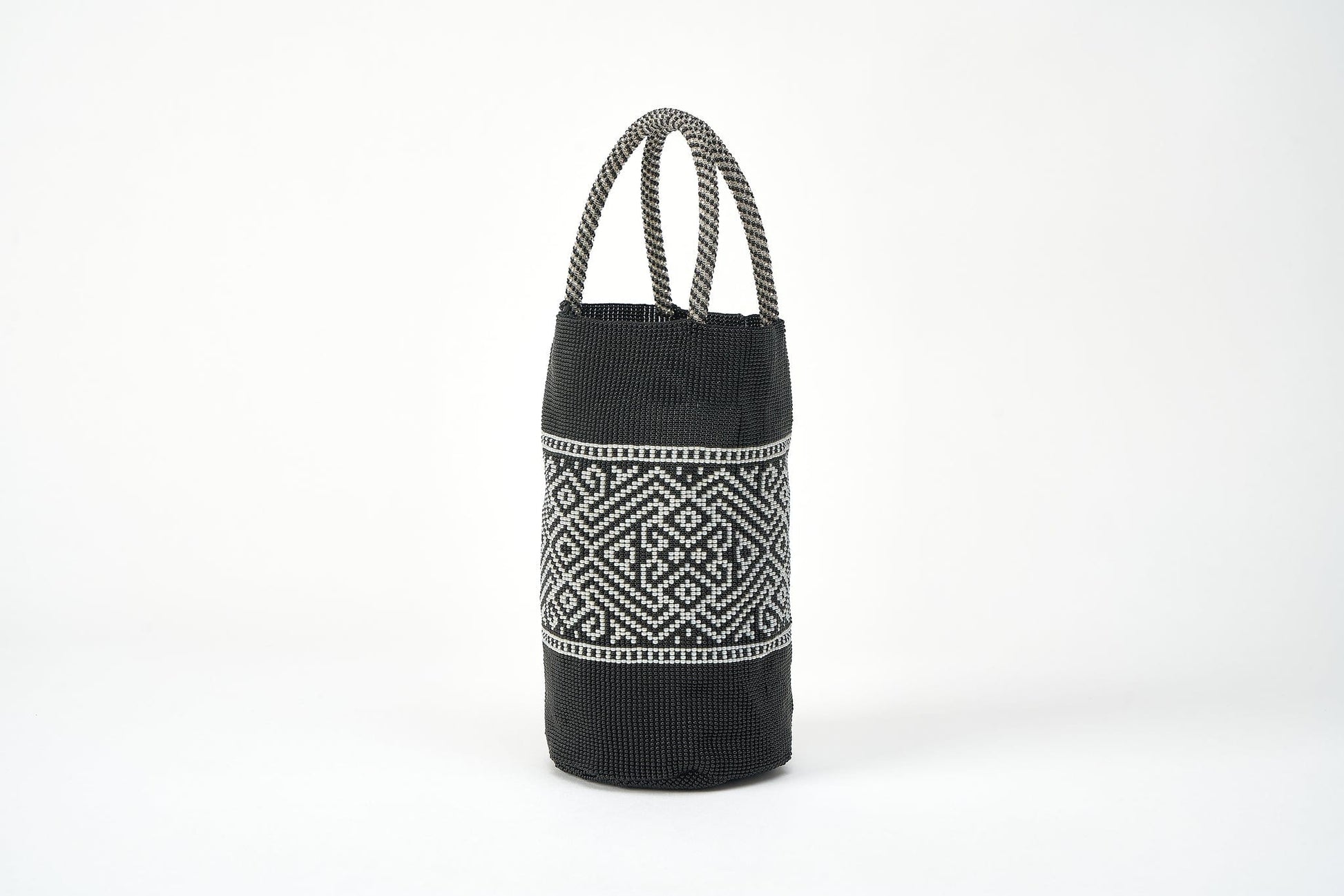 M-meraki Handicrafts Handmade accesories - Beaded Handbag / Fashionable /Purse (black -white)/rightside