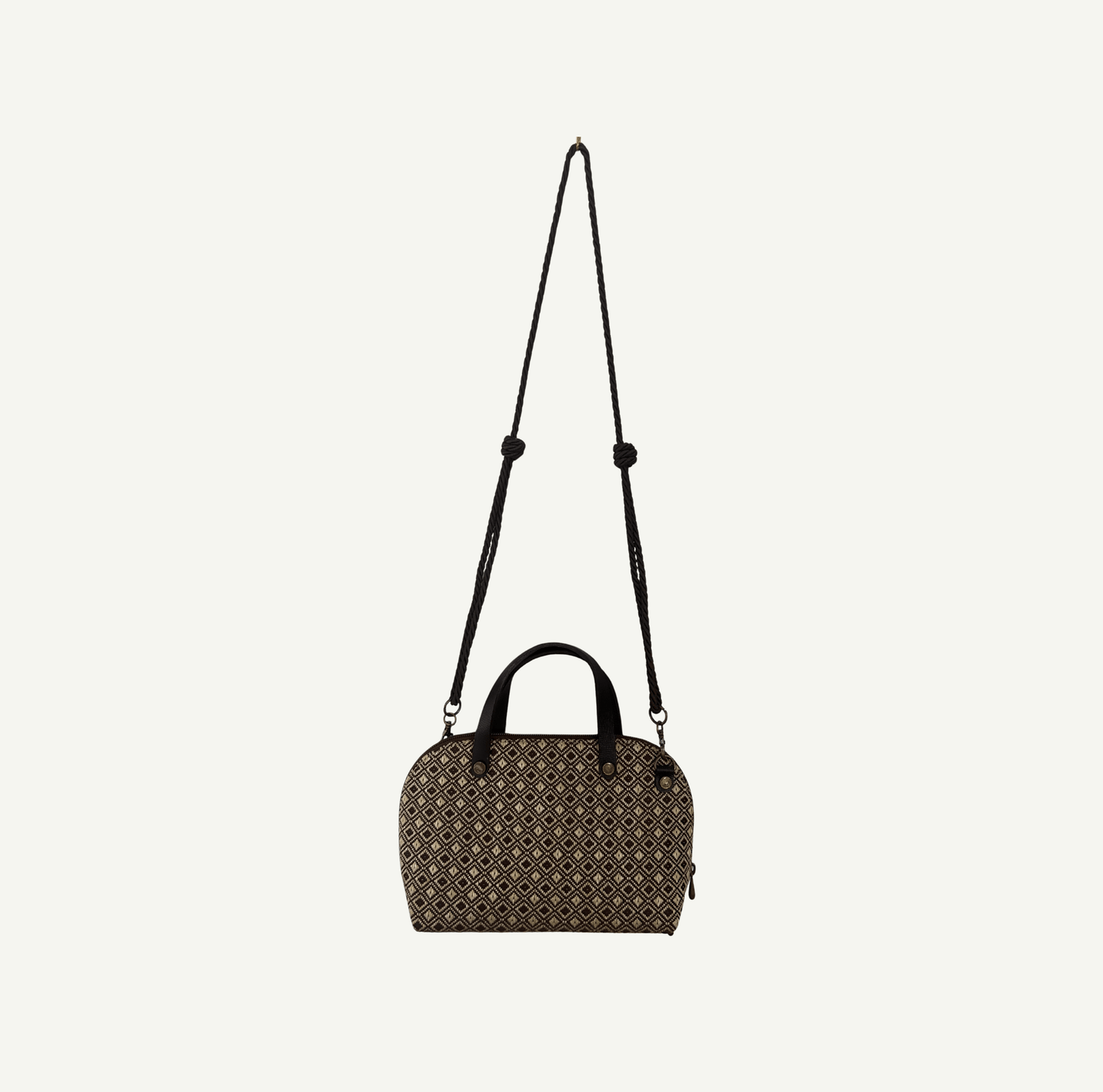 M-meraki Handicrafts Handmade Bag - Leather - artisanal fibers - Beige -brown- Strap adjustable
