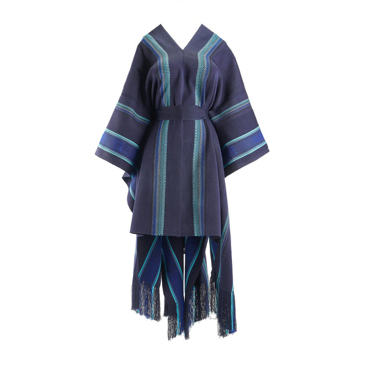Handmade clothing - Versatile Maxi poncho / hand woven / multifunctional/ Style1