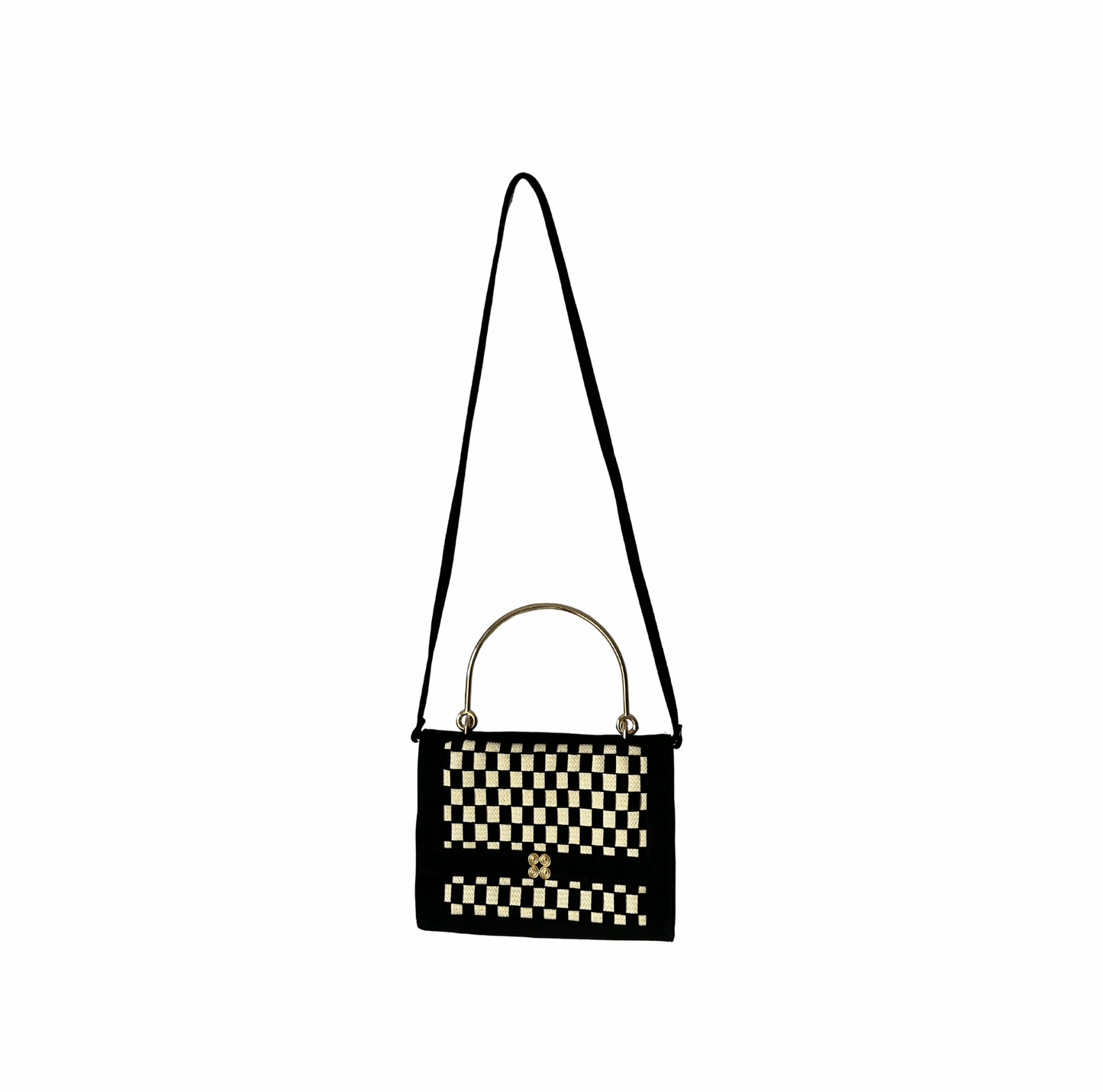 M-meraki Handicrafts Handmade handbag - Elvira - Black -White (Arrow Cana)