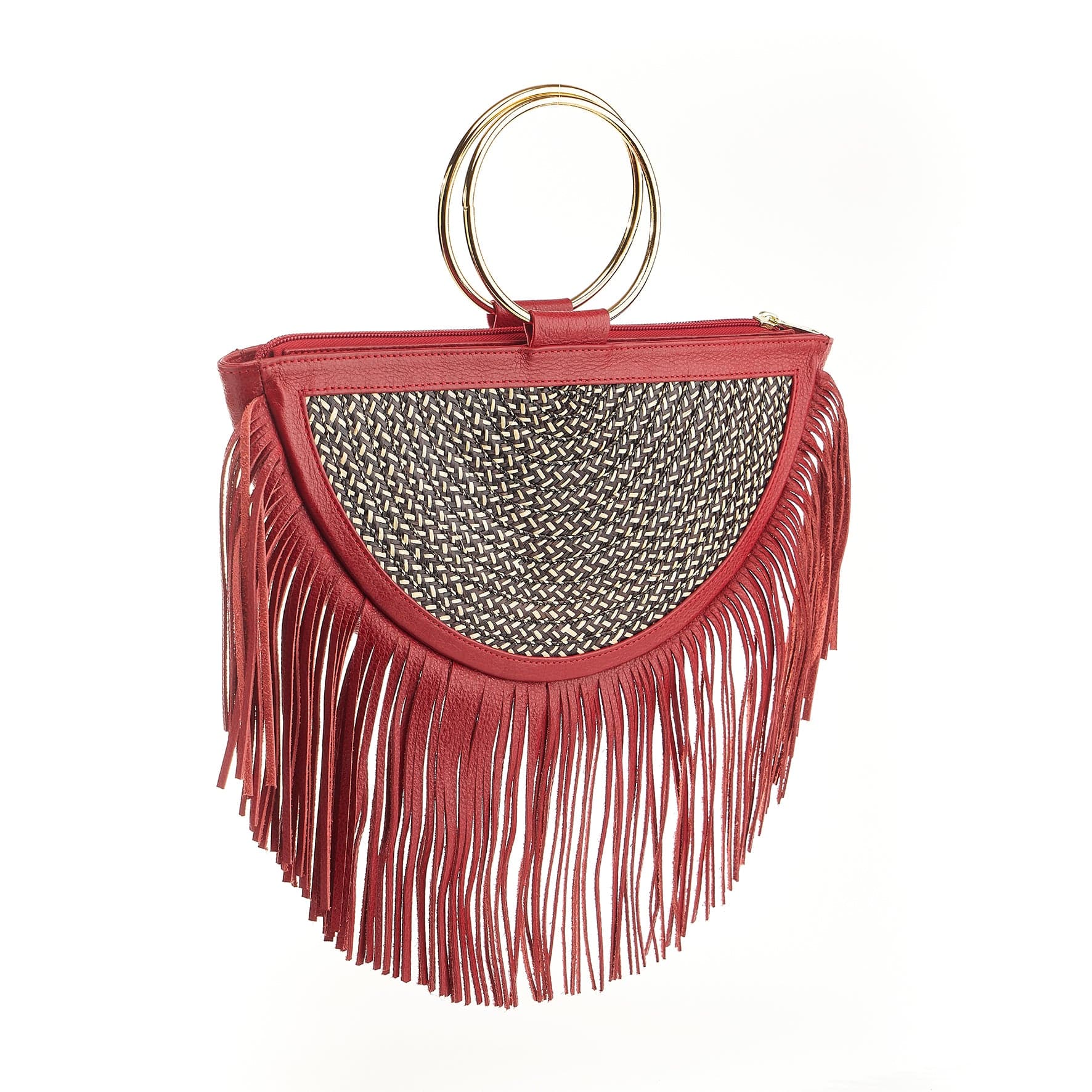 M-meraki Handicrafts - Handmade handbag - Fandangera  - Red (Leather/ Arrow Cana)-side