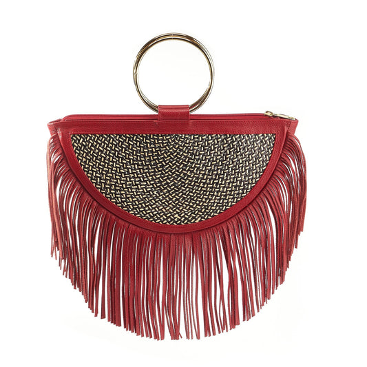 M-meraki Handicrafts-Handmade handbag - Fandangera  - Red (Leather/ Arrow Cana)-front