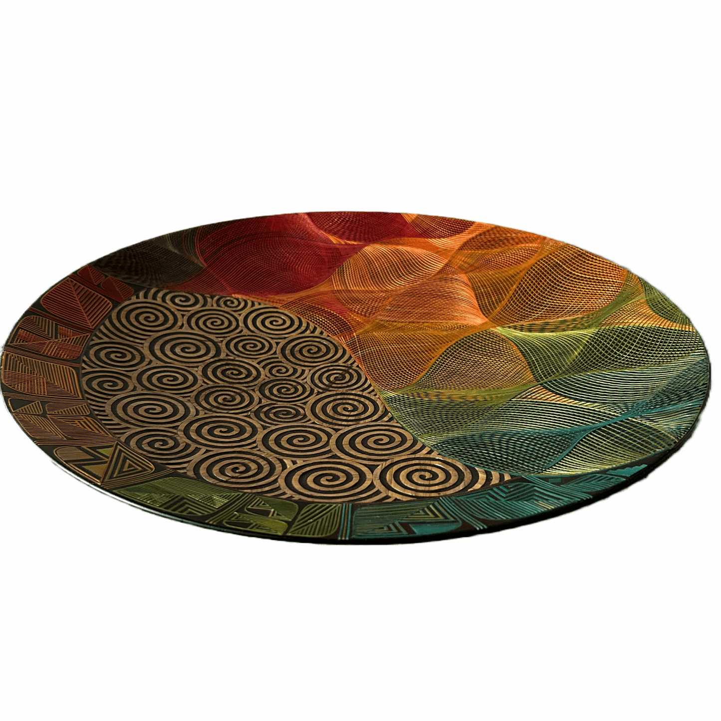 M-meraki Handicrafts Handmade home decor - Decorative Tamo art (Jungle -Circle platter)-side