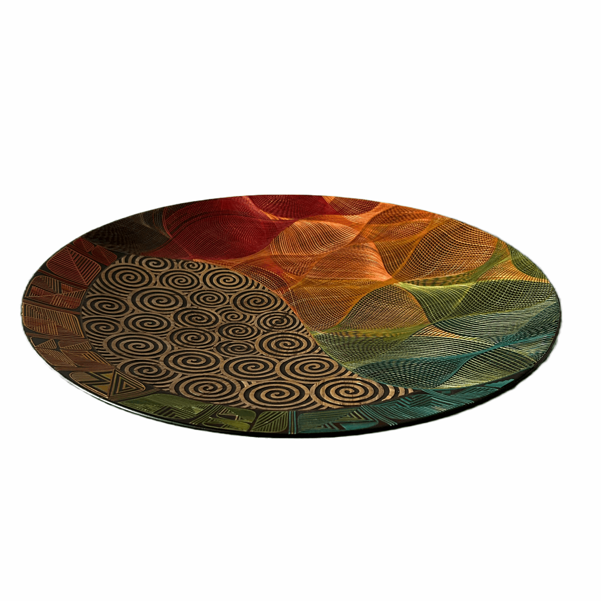 M-meraki Handicrafts Handmade home decor - Decorative Tamo art (Jungle -Circle platter)-sideup