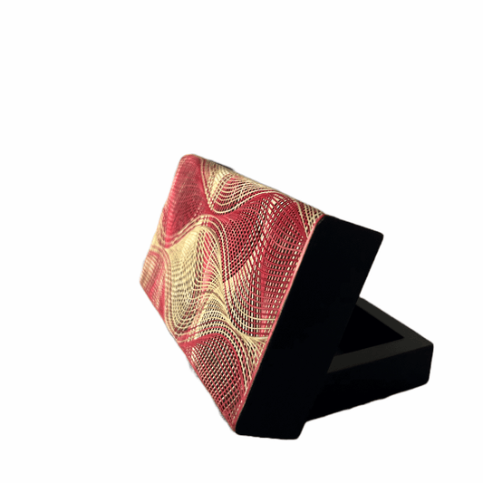 M-meraki Handicrafts-Handmade home decor - Decorative Tamo card holder/jewelry box (Rose -beige)-open
