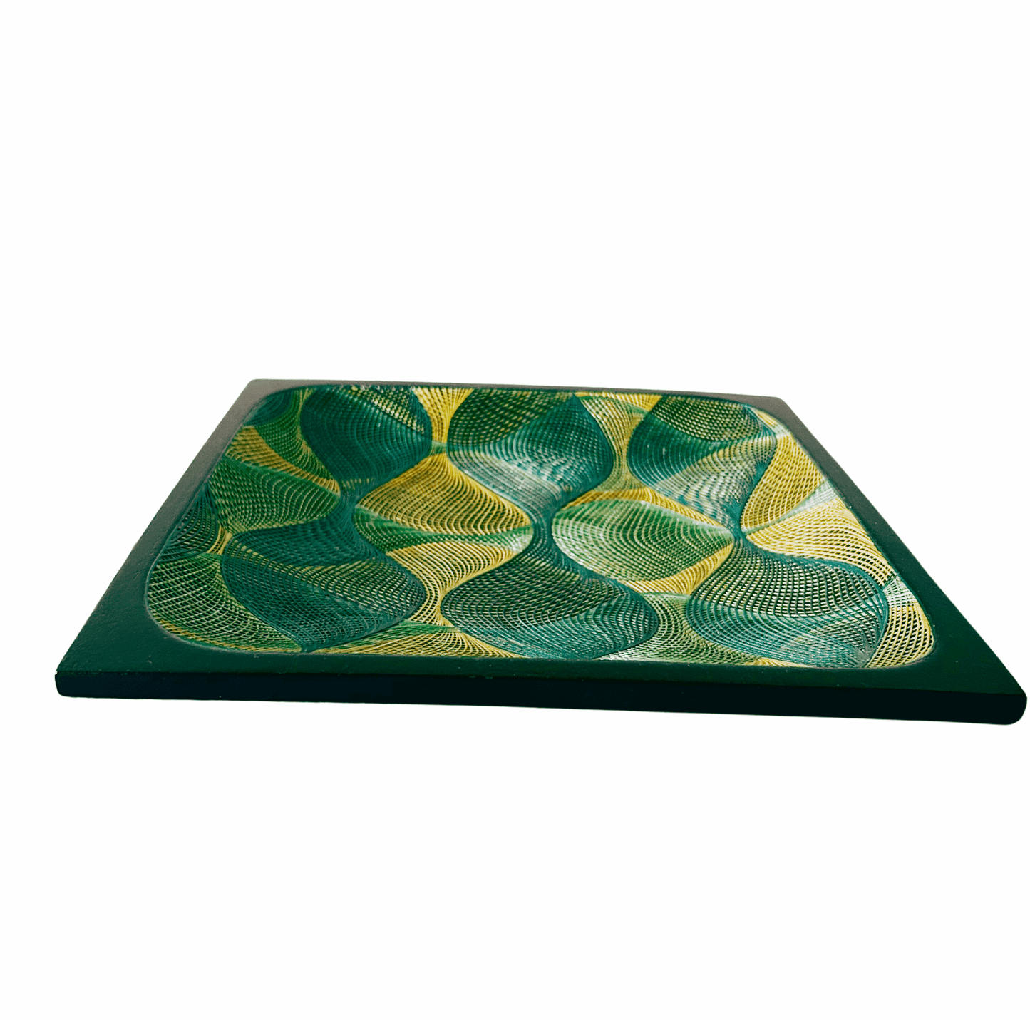 M-meraki Handicrafts Handmade home decor - Decorative Tamo Tray (Green/Gold)-side